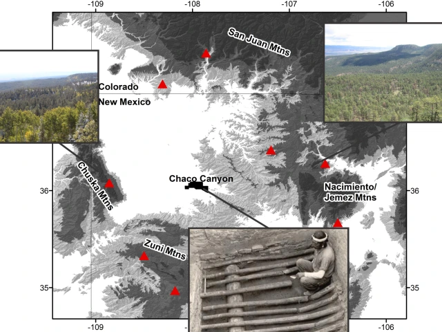 Map of Chaco Canyon and its possible wood sources