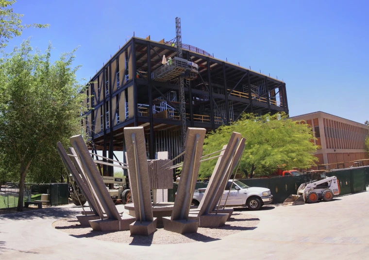 View from behind sculpture